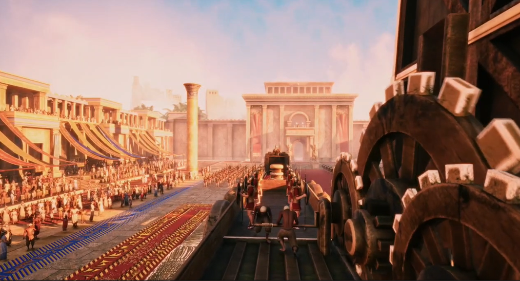 奇幻巴比伦LBE大空间VR体验馆，用户佩戴小派VR头显探索古巴比伦文明